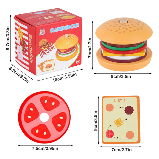 Juguete Montessori De Apilamiento De Hamburguesas De Madera