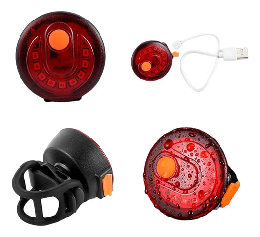 Luz Trasera Roja Redonda Led Recargable Usb Bicicleta
