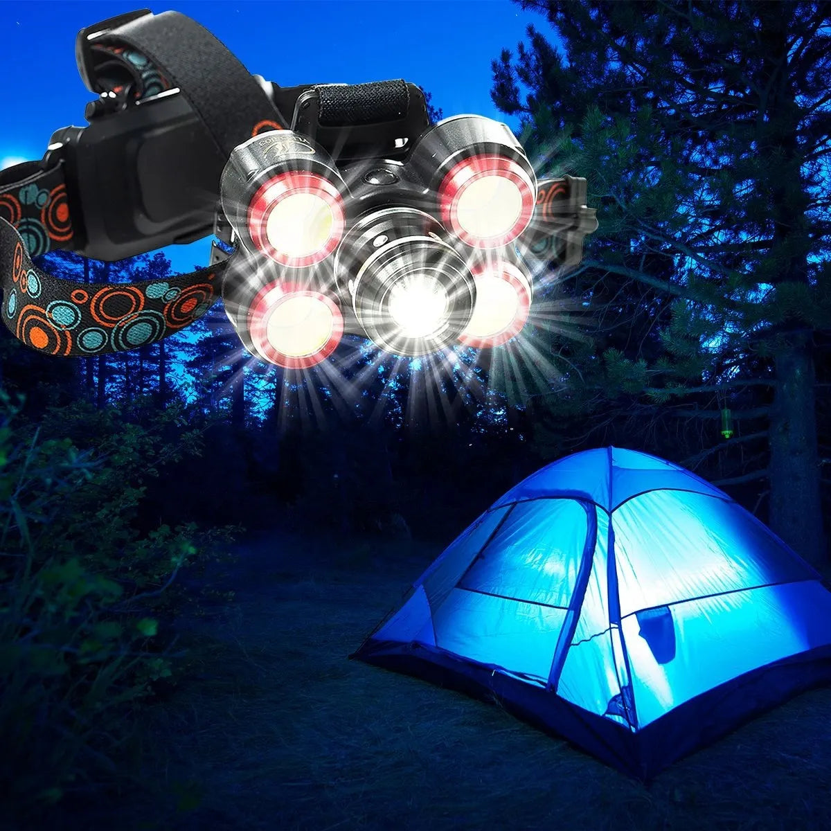 Linterna Frontal Recargable Minera Foco Cabeza 5led Zoom