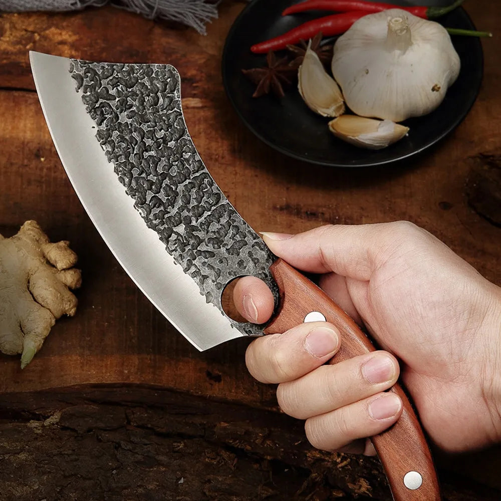 Cuchillo Carnicero Acero Inoxidable Mango Madera + Funda