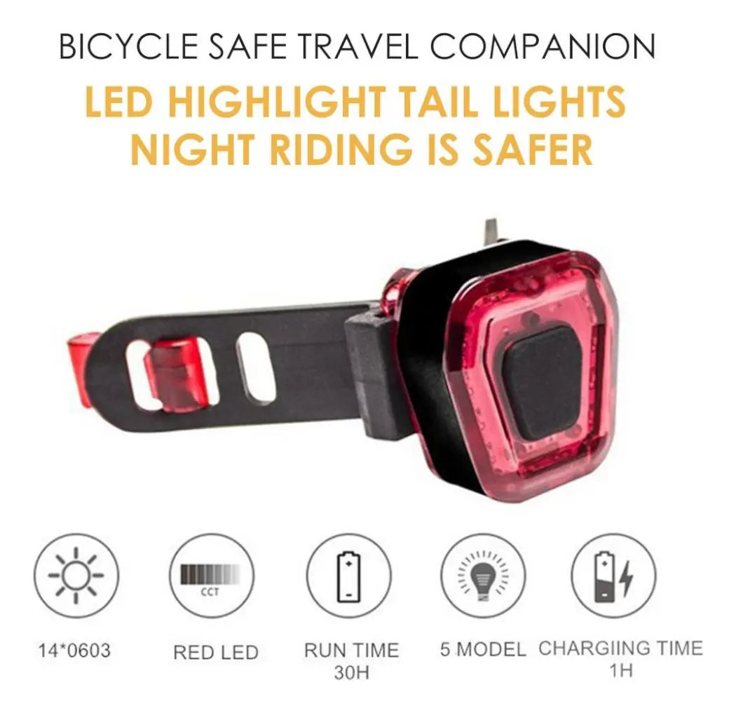 Luz Trasera Bicicleta Recargable Ajustable Con Carga Usb