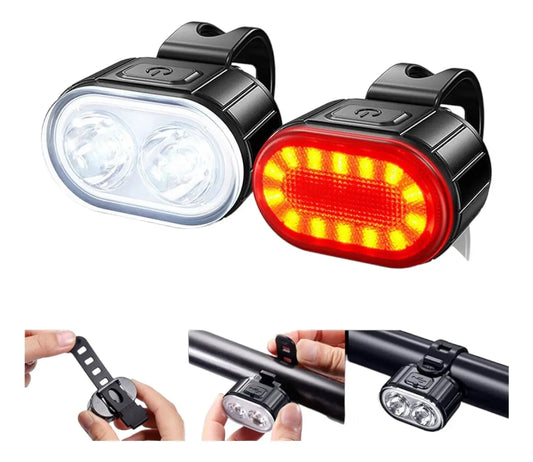 Kit Luz Bicicleta Recargable Juego Luces Led Impermeable