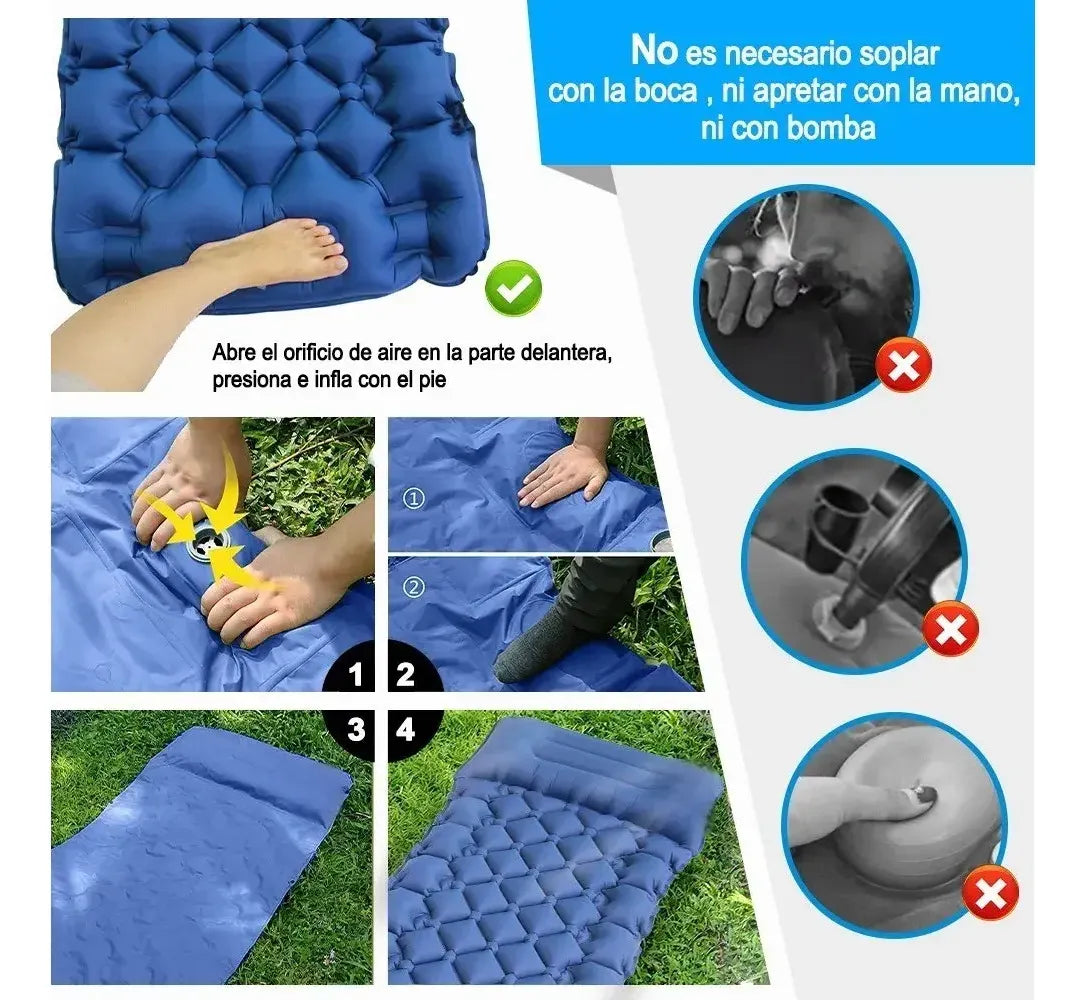 Colchoneta Inflable Plegable Outdoor Camping Trekking