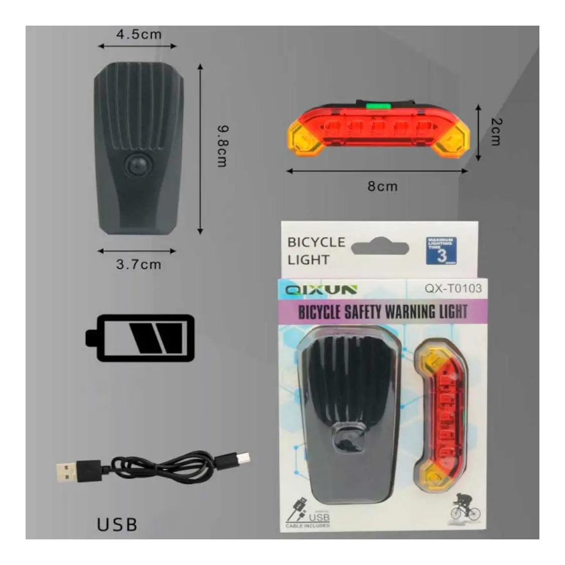 Kit Luz Delantera Trasera Recargable Bicicleta Ciclismo
