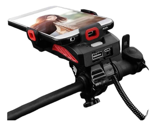 Luz Delantera Bicicleta Con Bocina Cargador Porta Celular