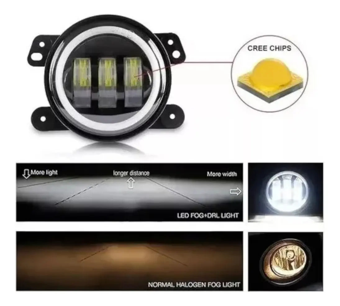 X2 Foco Neblinero Led Luz Antiniebla 4 Pulgadas Ojo De Angel