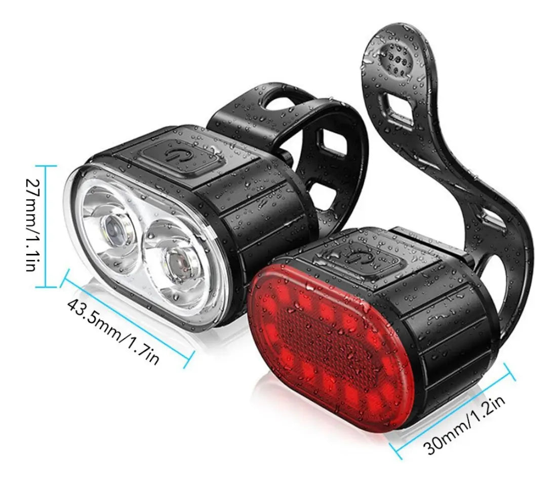 Kit Luz Bicicleta Recargable Juego Luces Led Impermeable