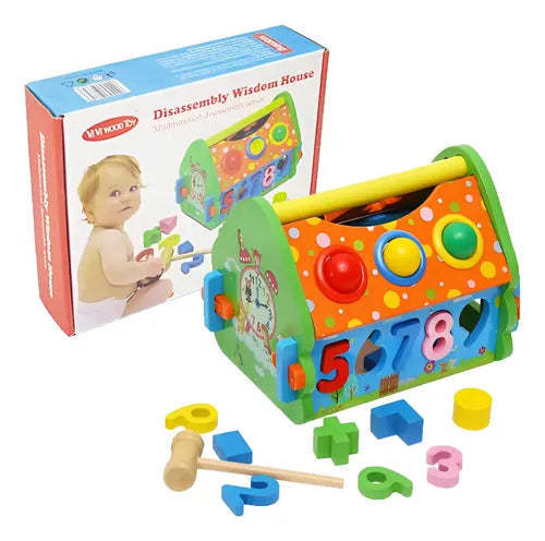 Casa Encaje Pelotas Madera Motricidad Niños Juego Didactico