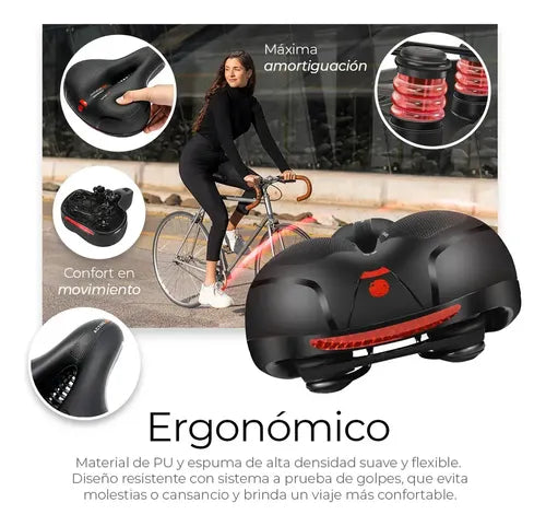 Sillin Asiento Antiprostático Con Luz Y Resortes Bicicletas