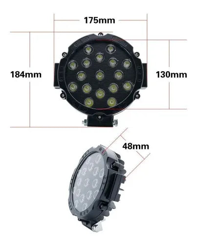 Luces Foco Neblinero Led 51w Redondo Off Road Alta Calidad