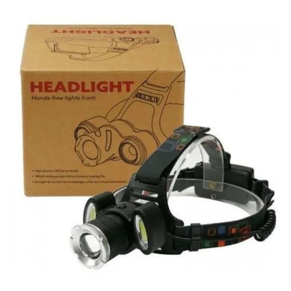 Linterna Led De Cabeza Recargable Minero Frontal Foco Zoom