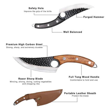 Cuchillo Tactico De Caza Carnicero Forjado Mano Deshuesador