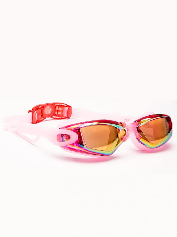 Lentes Natacion Antiparras Anti Empañe Uv Con Tapones Oido Rosa