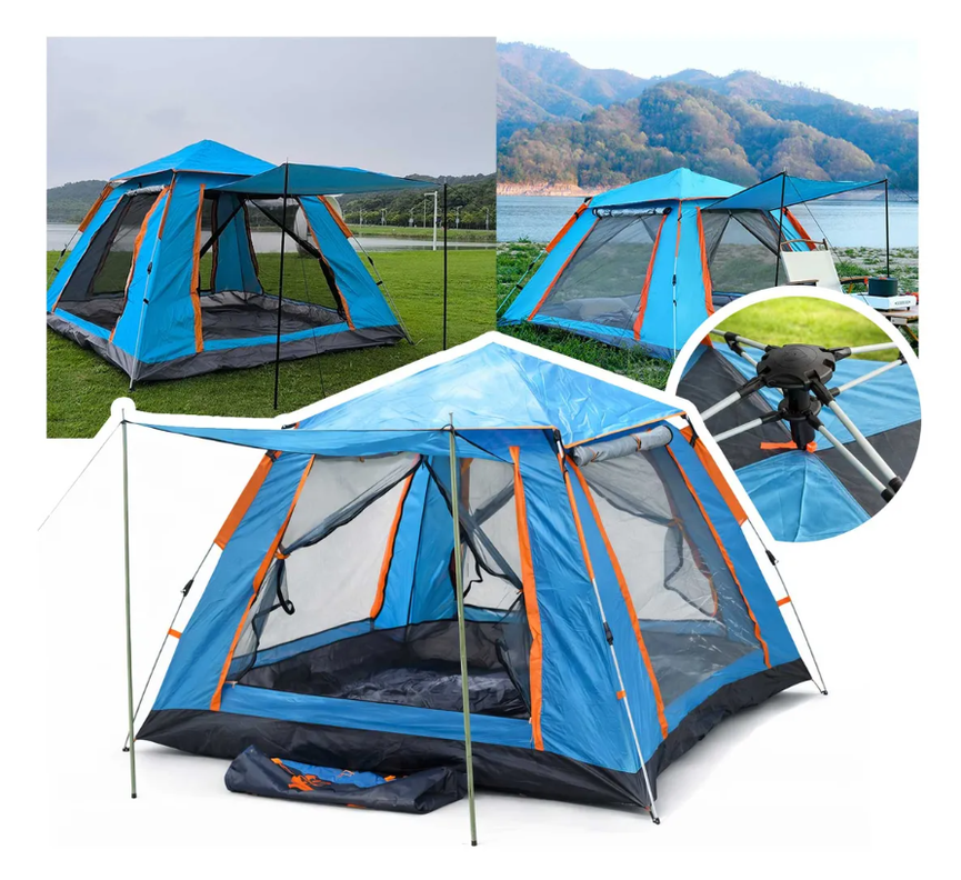 Carpa Auto Armable De Camping Impermeable Para 6 Personas 245x245x154cm