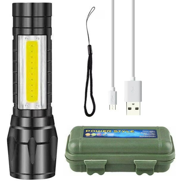 Linterna Led Usb Recargable 2 En 1 Zoom Ajustables