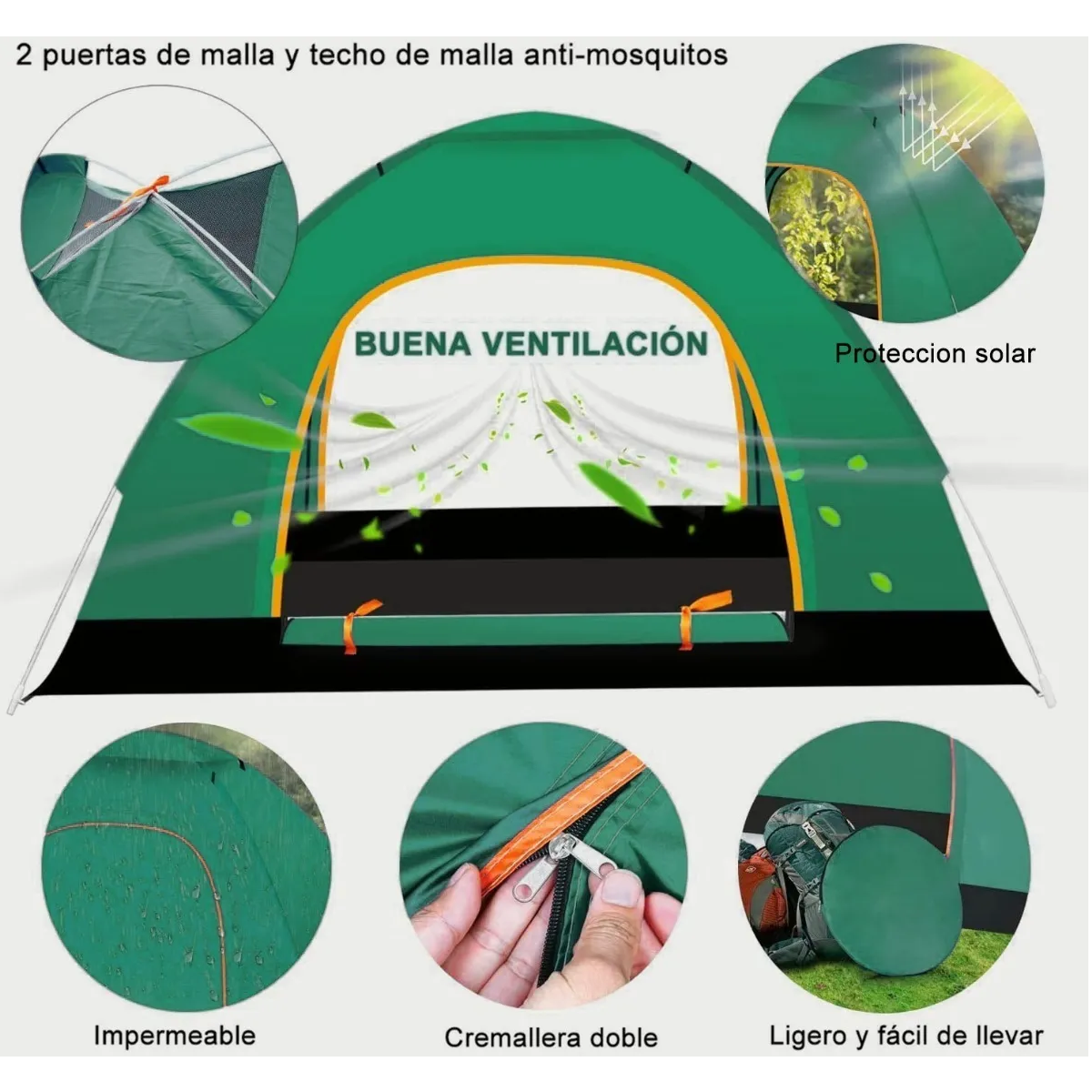Tienda Redonda Carpa Automática Impermeable 2 Persona Camping Caza