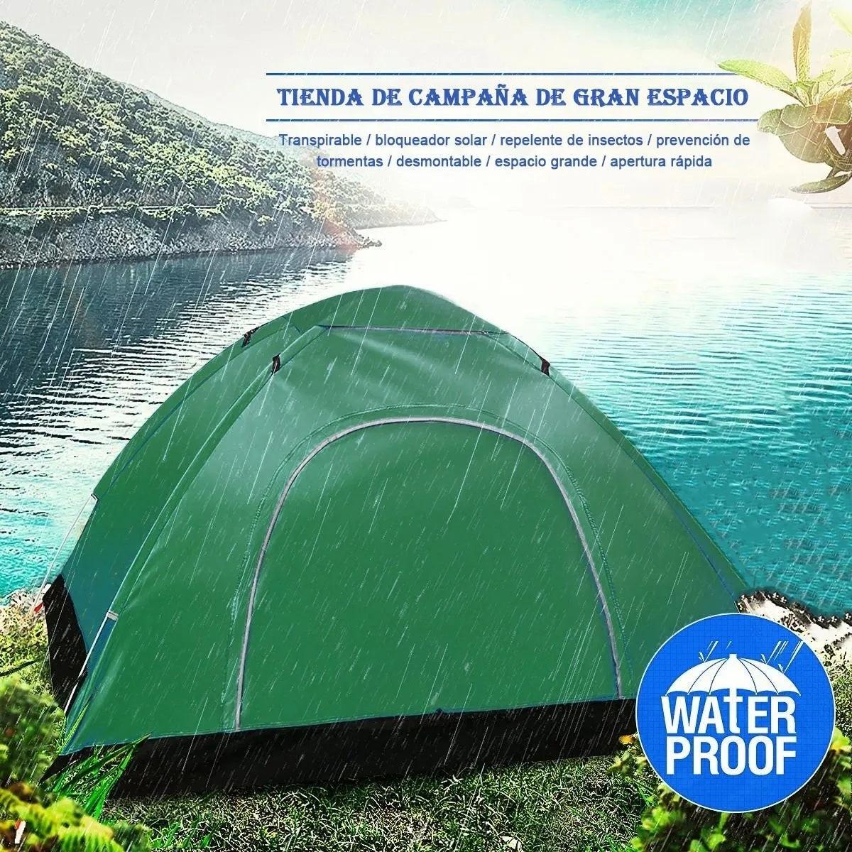 Tienda Redonda Carpa Automática Impermeable 2 Persona Camping Caza