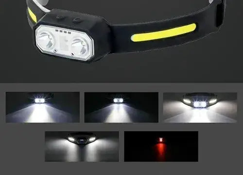 Linterna Vincha Recargable Usb Con Sensor Luces Lateral Led