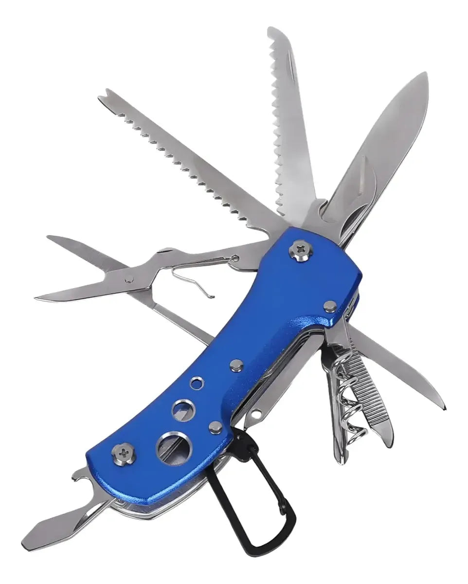 Cuchillo Navaja 15 En 1 Multiusos Con Mosquetón Y Tijera