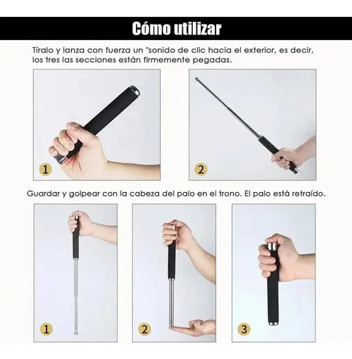 Bastón Retráctil Táctico Seguridad Para Defensa Personal 65