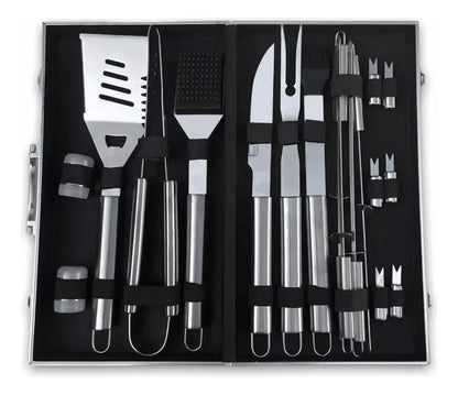 Set Parrillero De 18 Piezas Acero Inoxidable Para Asados Bbq