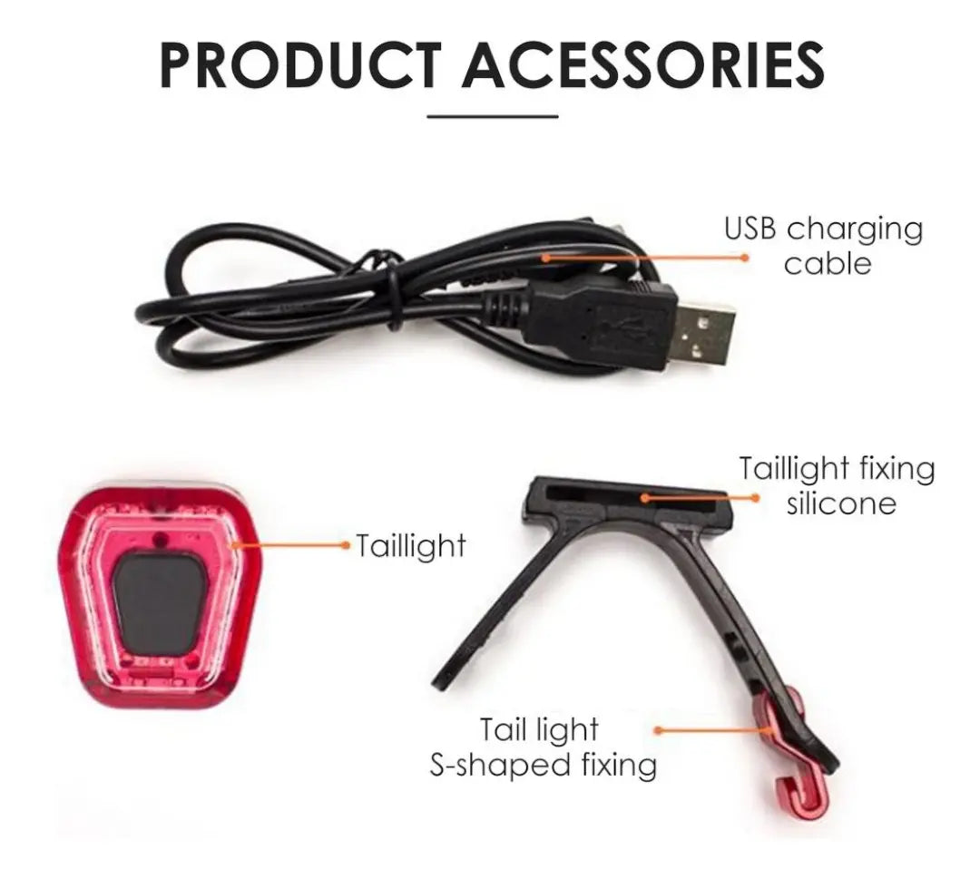 Luz Trasera Bicicleta Recargable Ajustable Con Carga Usb