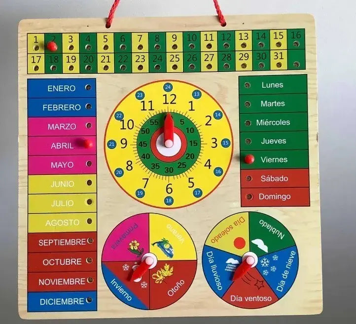 Juego Juguete De Madera Reloj Calendario
