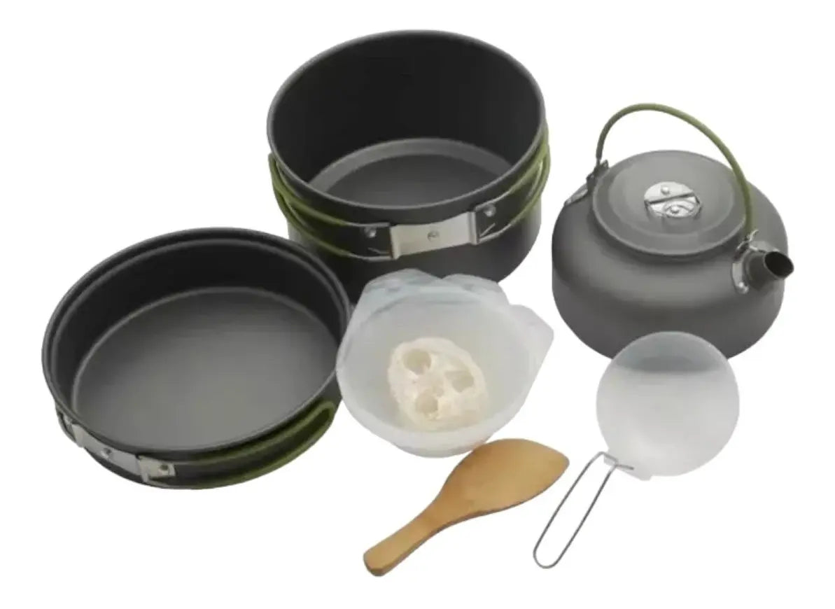 Set Ollas Outdoor Camping 2 Piezas Trekking + Cocinilla