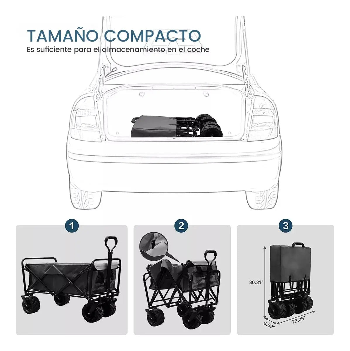 Carro Para Compras Plegable Grande Para Camping Con Ruedas Reforzadas
