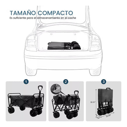 Carro Para Compras Plegable Grande Para Camping Con Ruedas Reforzadas