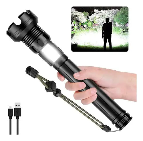 Potente Linterna Con Zoom Led Xhp90, Power Bank 7 Modos