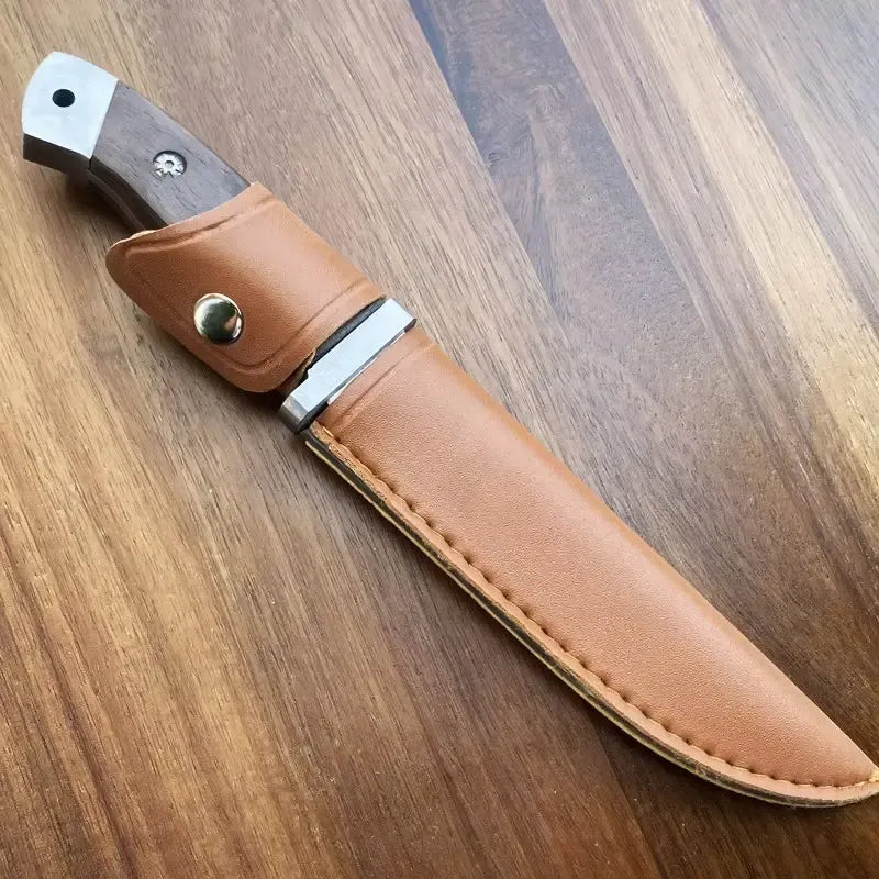 Cuchillo Caza Bowie Supervivencia Táctico Acero Inoxidable + Funda De Cuero