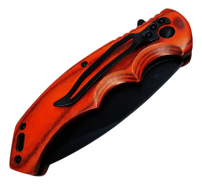 Cuchillo De Acero Inoxidable Mango De Madera Táctico Camping