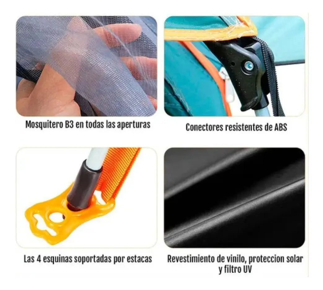 Carpa Auto Armable De Camping Impermeable Para 6 Personas 245x245x154cm