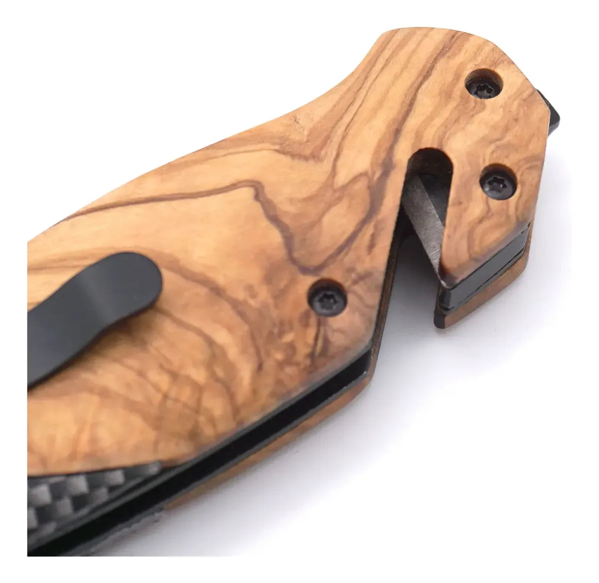 Cuchillo Semi Automático Madera Para Caza Acero Inoxidable