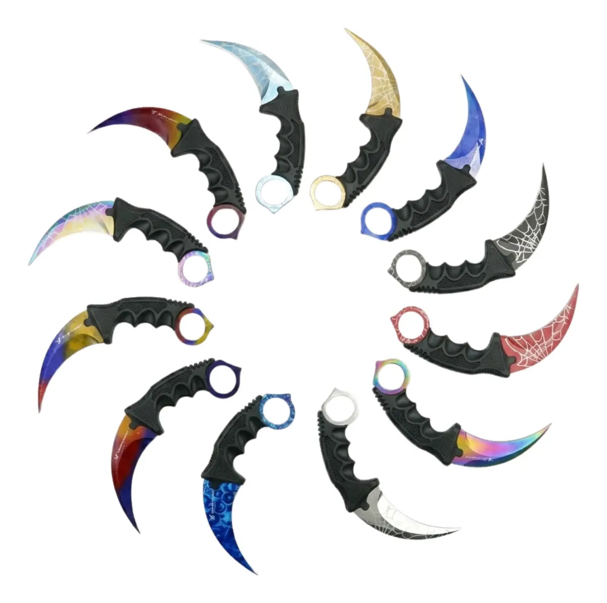 Pack Karambit X12 Cuchillo Curvo De Acero Inoxidable + Funda