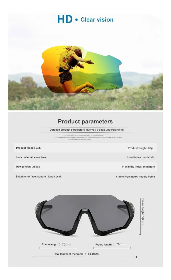 Lentes Polarizados Uv400 Sin Marco Frontal Ciclismo Outdoor