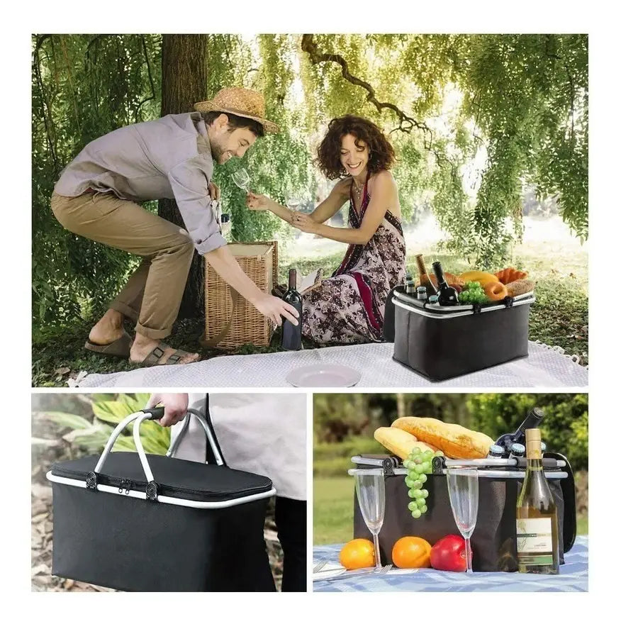 Canasta Picnic Cooler Bolso Térmica Plegable Portatil