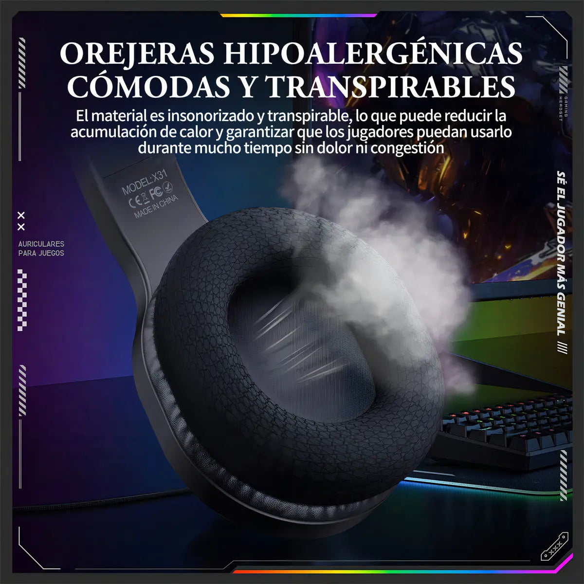 Audifono Gamer Profesional Onikuma X31 Microfono Hd Luz Rgb Negro X31
