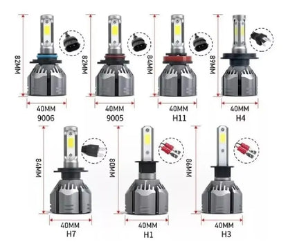 Kit Par Luces Ampolleta Turbo Led Auto Cob 12000 Lm R11