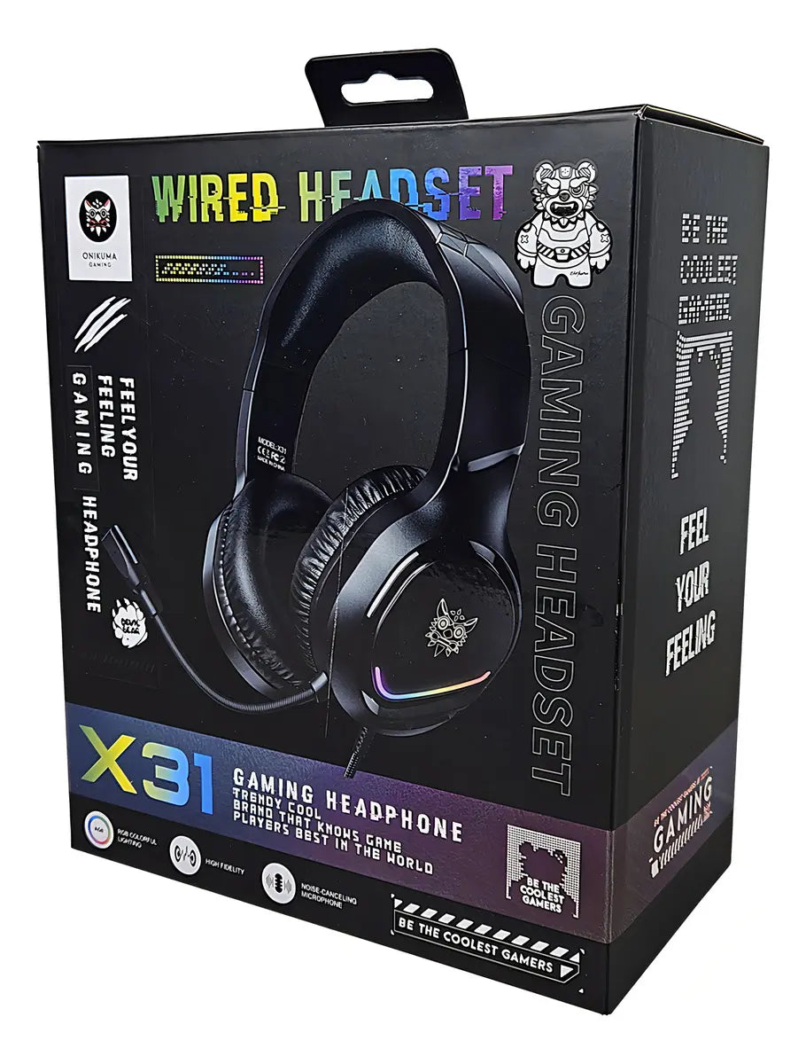 Audifono Gamer Profesional Onikuma X31 Microfono Hd Luz Rgb Negro X31
