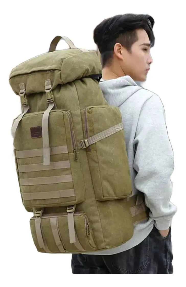 Mochila Viajera 80 Litros Tactica Lona Bolso Ropero