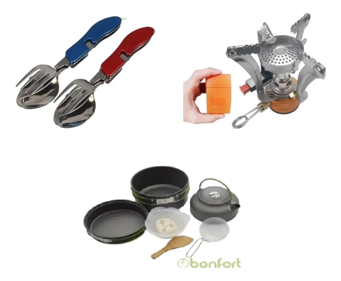 Set Ollas Outdoor Camping 2 Piezas Trekking + Cocinilla