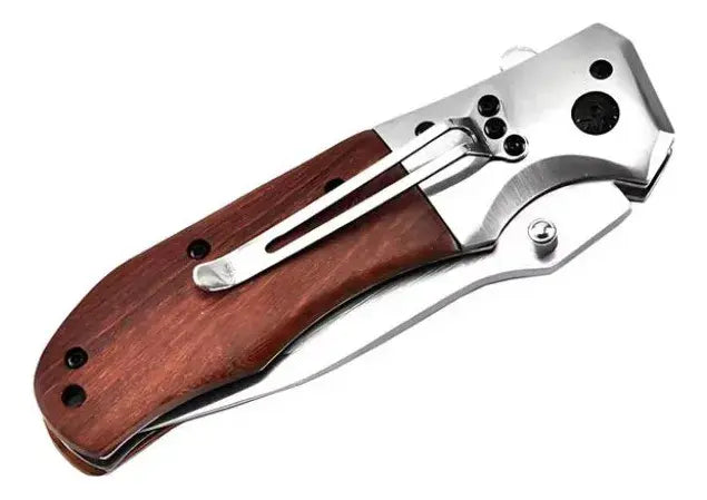 Cuchillo Táctico Browning Navaja Acero Liso Mango De Madera