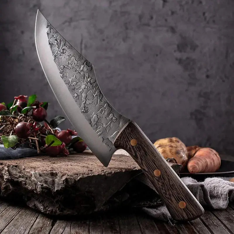 Cuchillo Carnicero Mango Madera Acero Forjado Profesional