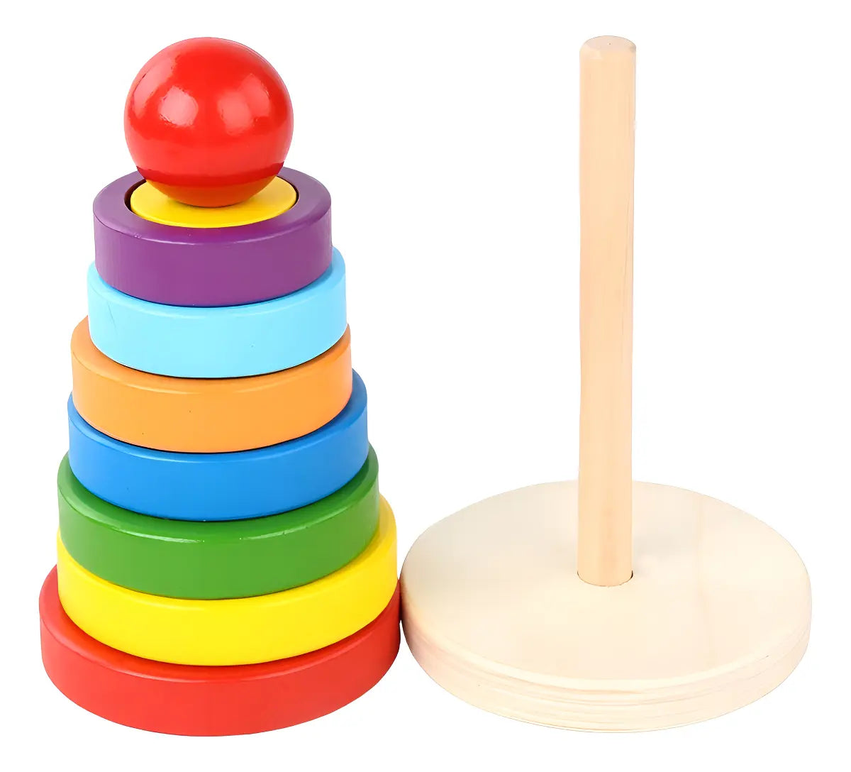 Juego Apilable Arcoiris Madera Torre Encaje Niños Montessori Color Multicolor