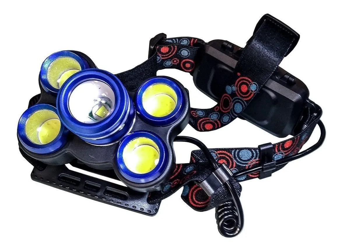 Linterna Frontal Recargable Minera Foco Cabeza 5led Zoom