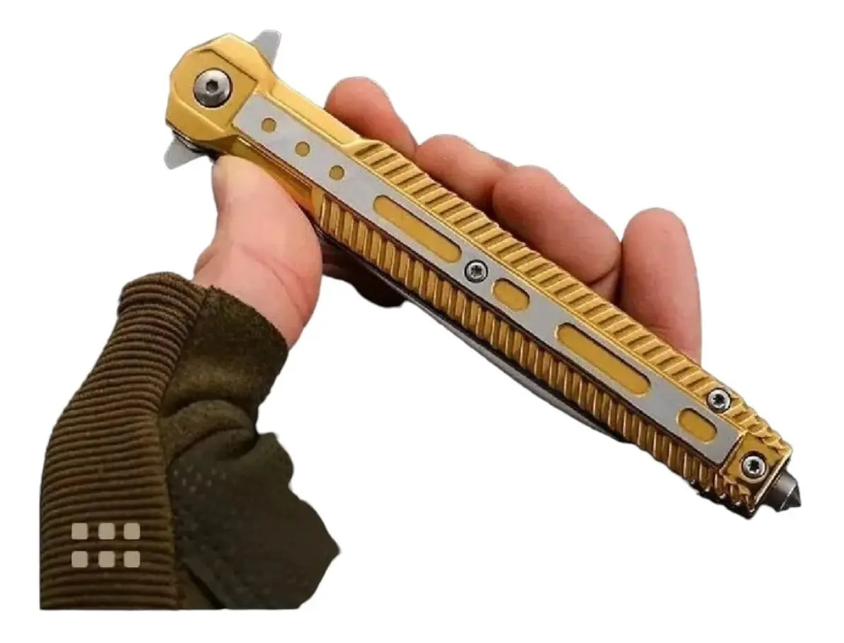 Cuchillo Navaja Tactico Militar Plegable Gold Caza Camping