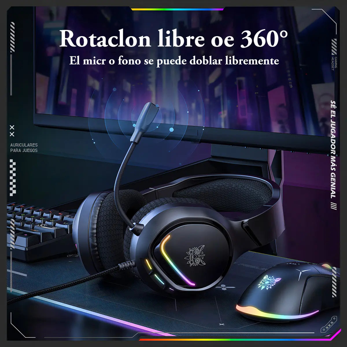 Audifono Gamer Profesional Onikuma X31 Microfono Hd Luz Rgb Negro X31