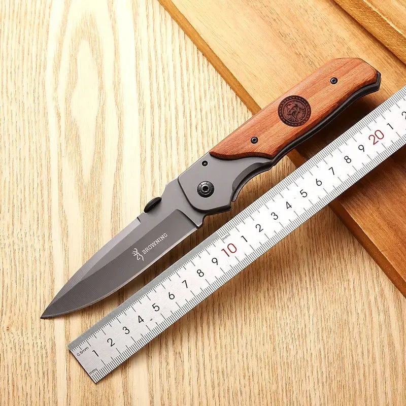 Cuchillo Navaja Semi Automático Tallado Madera De Acero